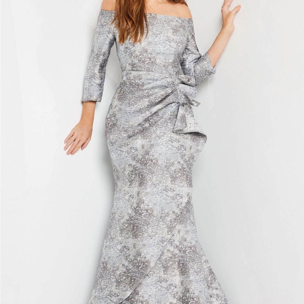 Jovani Three Quarter Sleeve Mermaid Dress